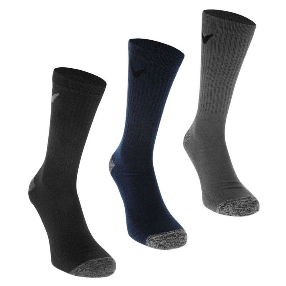 Callaway Mens Cushioned Crew Socks (Pack of 3) / Black/Gray/Navy